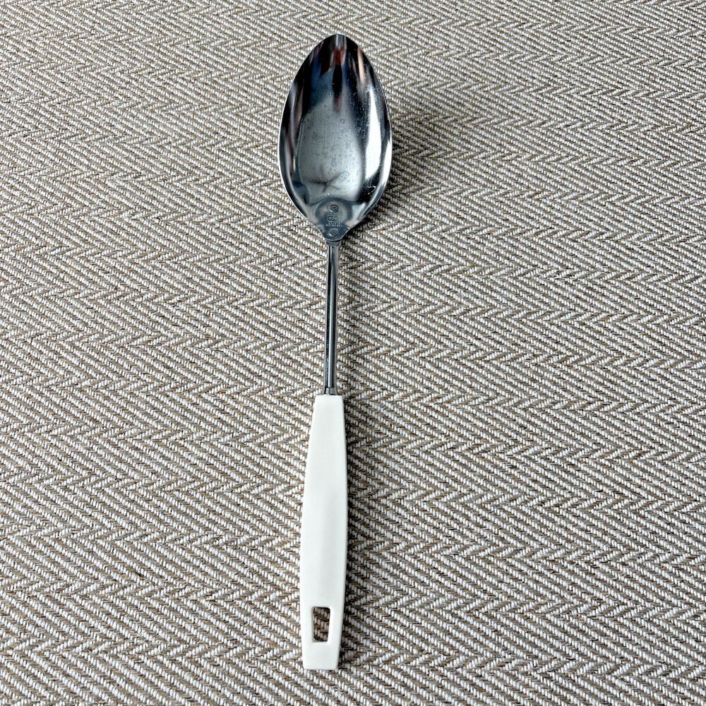 Vintage‎ Ekco USA Chromium Plated Serving Spoon Baste White Handle
